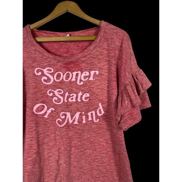 OU Shirt Womens Size XL Ruffle Sleeves Sooners State of Mind Game Day Oklahoma - Picture 6 of 8